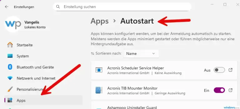 Autostart Programme in Windows 11 25H2 verwalten