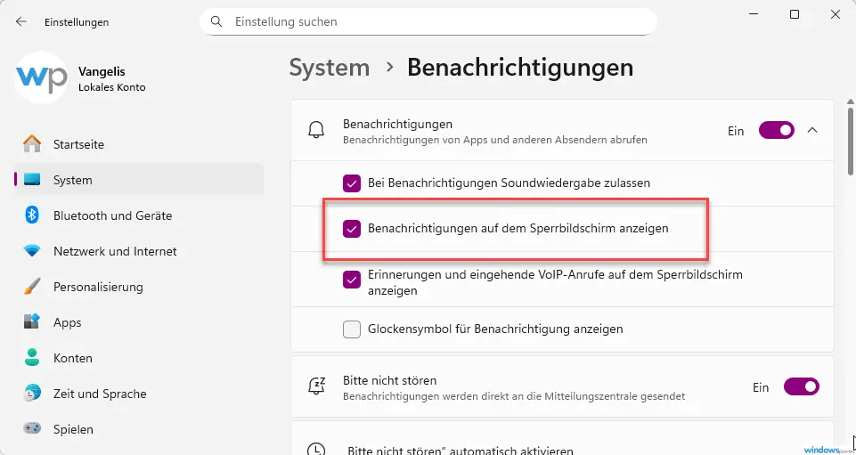 Benachrichtigungen auf dem Sperrbildschirm deaktivieren Benachrichtigungen auf dem Sperrbildschirm deaktivieren