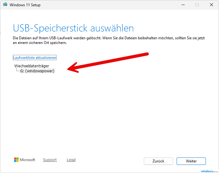 usb stick auswählen