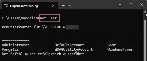 Windows 11 Passwort über Eingabeaufforderung zurücksetzen