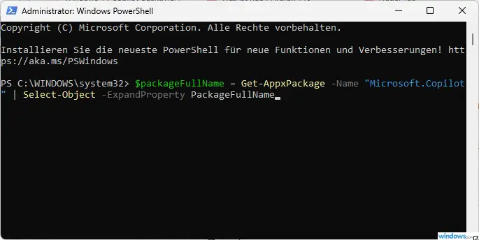 Copilot komplett deinstallieren mit PowerShell
