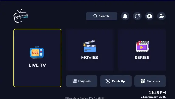 IPTV Smarters Pro Oberfläche mit EPG auf Windows 11