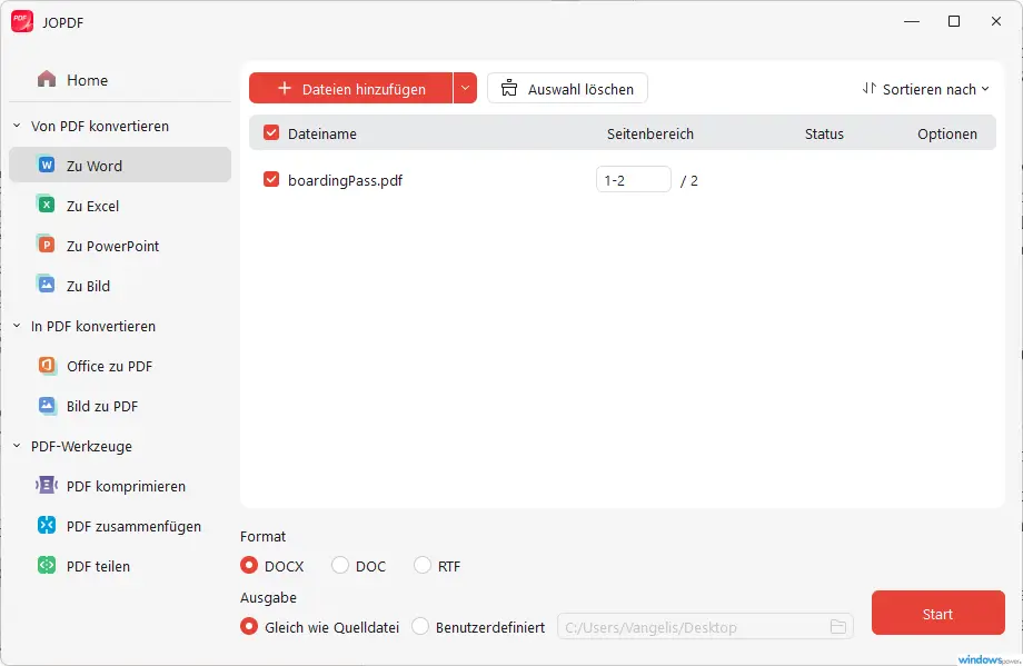 PDF konvertieren in Word Excel PowerPoint mit Batch Funktion