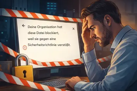 Deine Organisation hat diese Datei blockiert, weil sie gegen eine Sicherheitsrichtlinie verstößt.