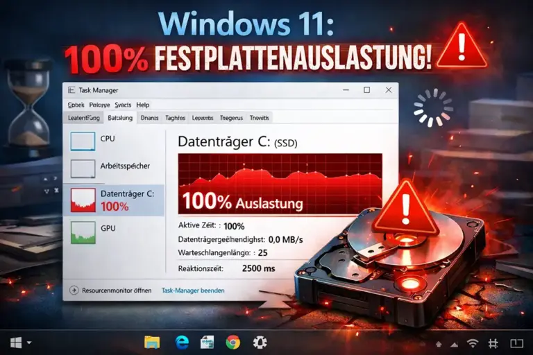 Windows 11 100 Festplattenauslastung beheben