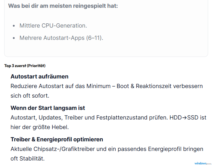 Windows Geschwindigkeitstest Tipps