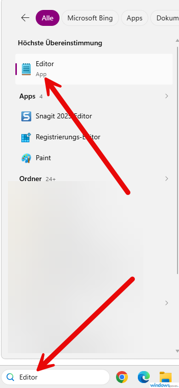 Windows 11 Suche testen nach Neustart des Suchprozesses