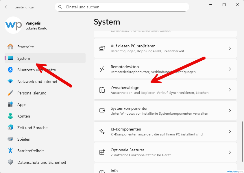Windows 11 System Zwischenablage öffnen