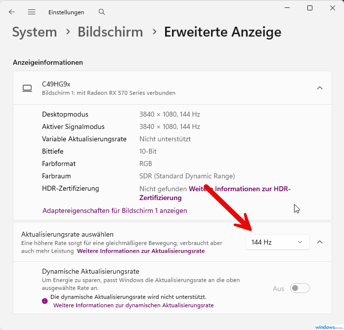 Bildschirm flackert Windows 11 Bildwiederholfrequenz prüfen