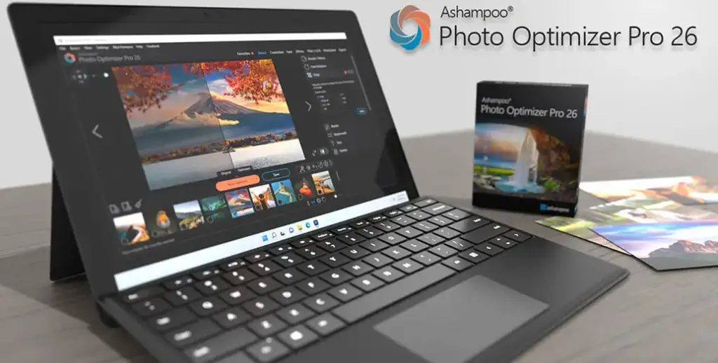 Ashampoo Photo Optimizer Pro 26 Hauptoberfläche mit Vorher Nachher Vergleich