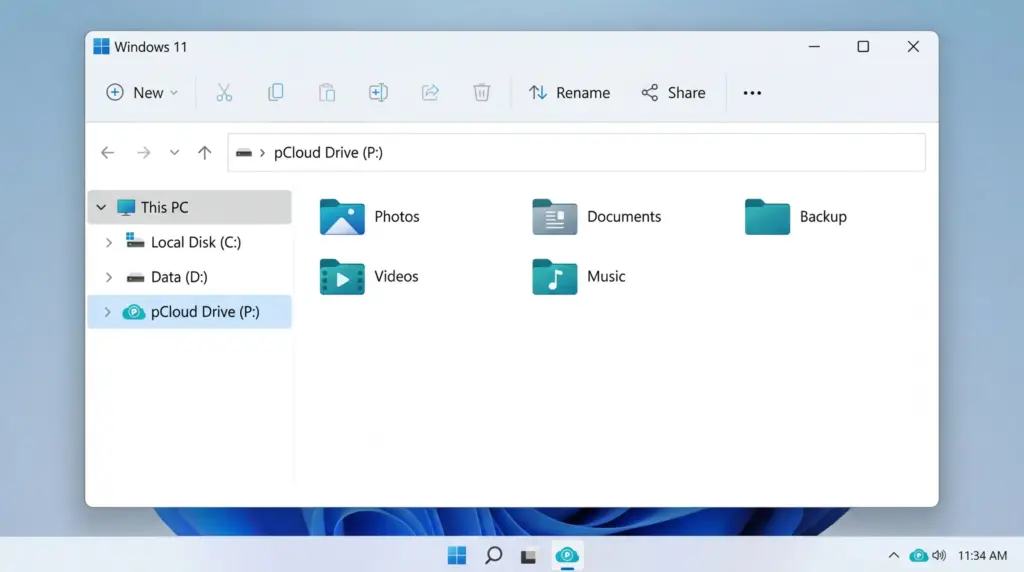 pCloud Drive Windows 11 Explorer Integration virtuelles Laufwerk