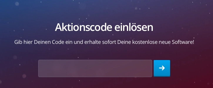 Ashampoo Redeem Seite mit Eingabefeld