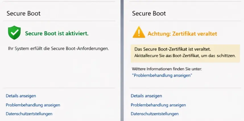 Windows 11 Secure Boot Zertifikate laufen ab