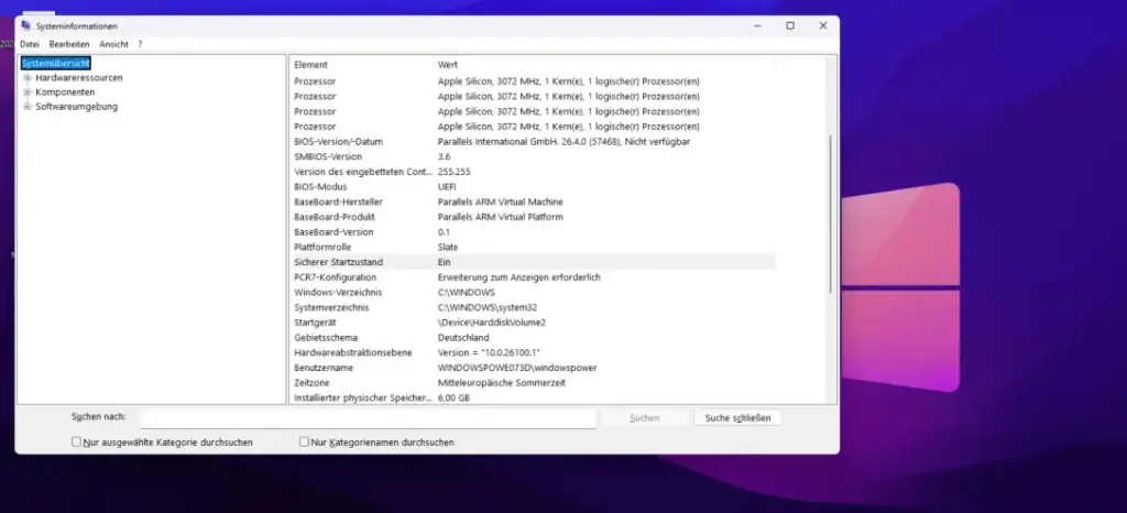 Windows Sicherheit App zeigt Secure Boot Zertifikatsstatus