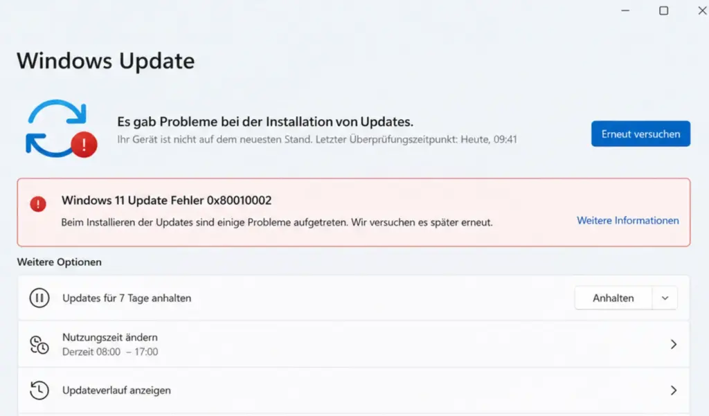 Fehler 0x80010002