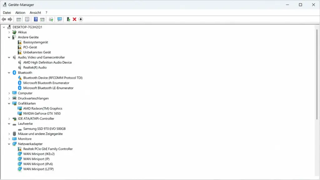 Windows 11 Treiber aktualisieren im Geraete Manager %E2%80%93 Uebersicht aller Geraetekategorien mit gelben Warnzeichen Windows 11 Treiber aktualisieren im Geräte Manager – Übersicht aller Gerätekategorien mit gelben Warnzeichen