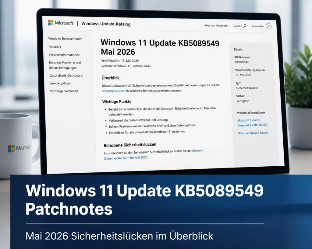 Windows 11 Update KB5089549 Patchnotes Mai 2026 Sicherheitsluecken Uebersicht Microsoft Windows 11 Update KB5089549 Patchnotes Mai 2026 Sicherheitslücken Übersicht Microsoft
