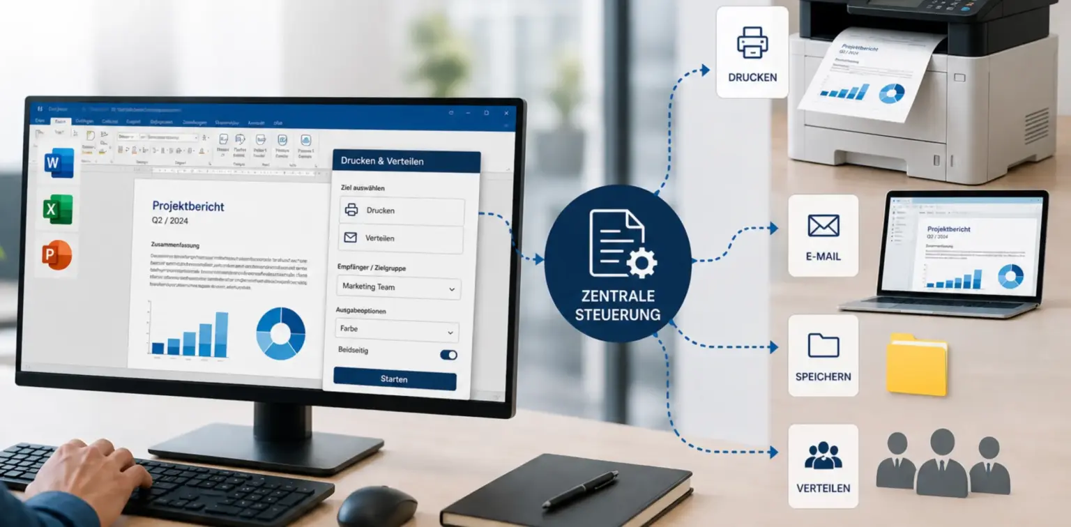 Office Dokumente zentral steuern Druck und Verteilungsprozesse direkt aus Windows Anwendungen automatisieren