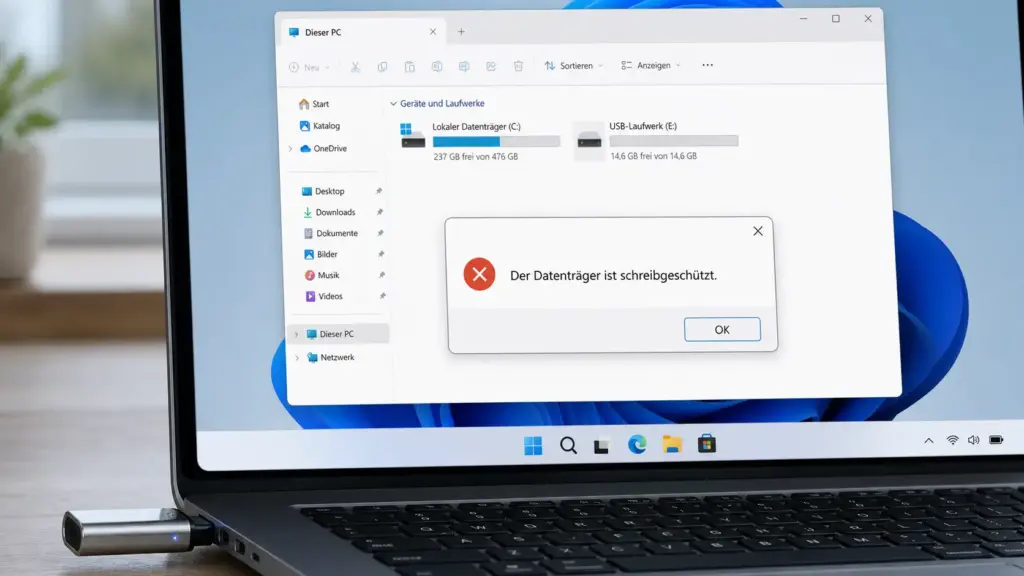 USB-Stick Schreibschutz aufheben Windows 11 Fehlermeldung Datenträger ist schreibgeschützt