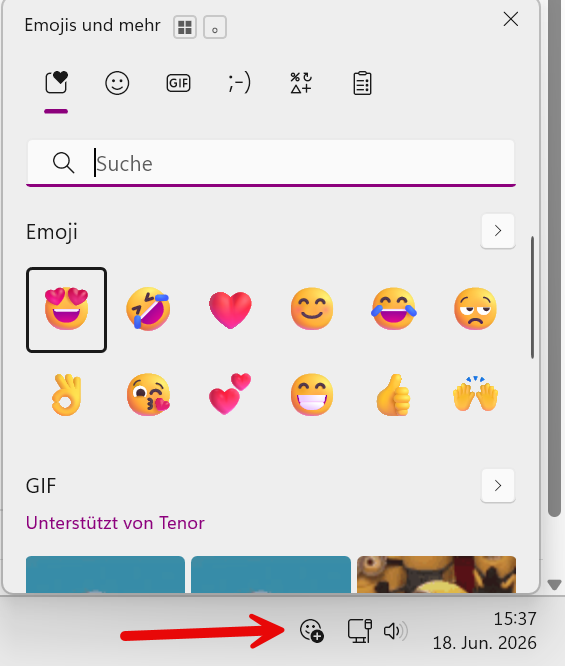 Emoji Panel Taskleiste einfuegen Emoji-Panel Taskleiste einfügen