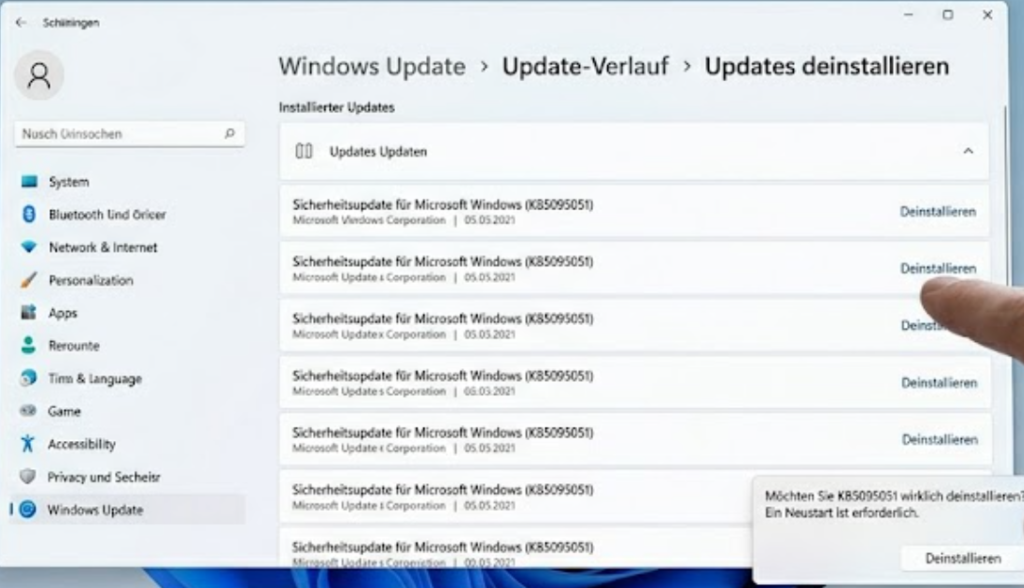 KB5095051 im Updateverlauf von Windows 11 deinstallieren KB5095051 im Updateverlauf von Windows 11 deinstallieren