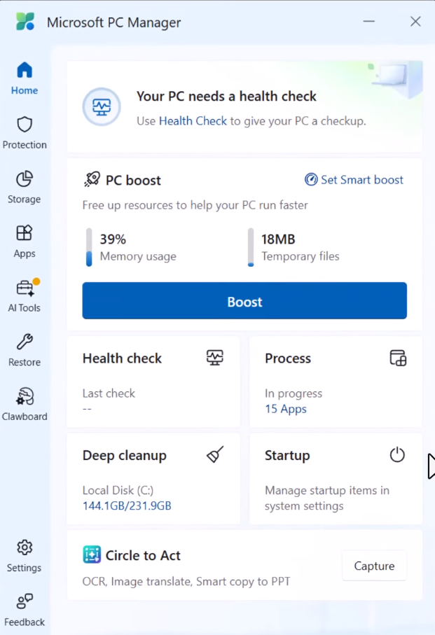 Microsoft PC Manager Microsoft PC Manager