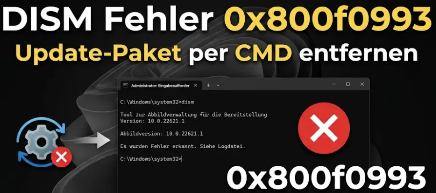 DISM Befehl Fehlercode 0x800f0993 Update Paket entfernen CMD Administrator DISM Befehl Fehlercode 0x800f0993 Update Paket entfernen CMD Administrator