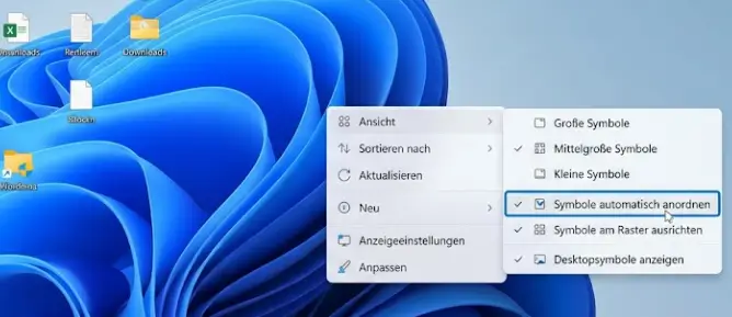 Desktopsymbole ordnen sich immer wieder neu an