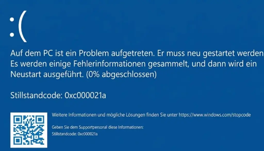 Fehlercode 0xc000021a Windows 11 Fehlercode 0xc000021a Windows 11