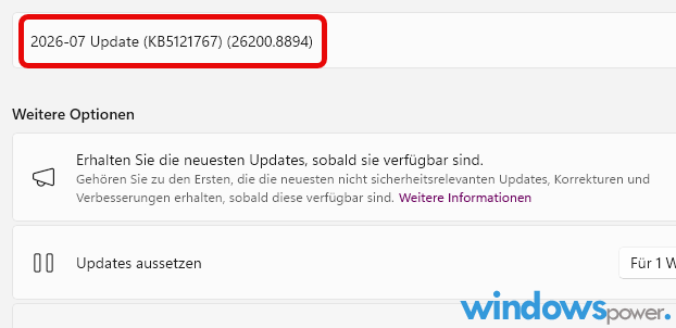 KB5121767 als optionales Update in den Windows Update Einstellungen