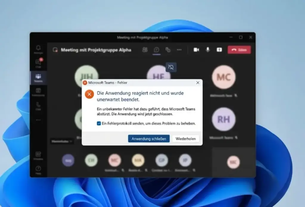 Microsoft Teams stürzt ab