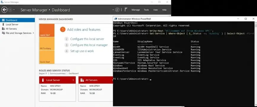 PowerShell und Server Manager auf einem Windows VPS
