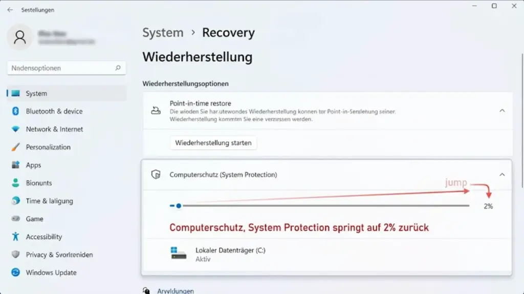 System Protection springt auf 2 zurueck System Protection springt auf 2% zurück