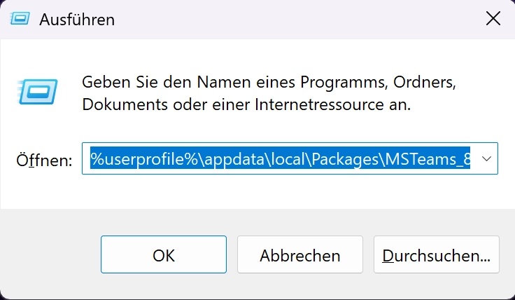 Teams Cache unter Windows leeren