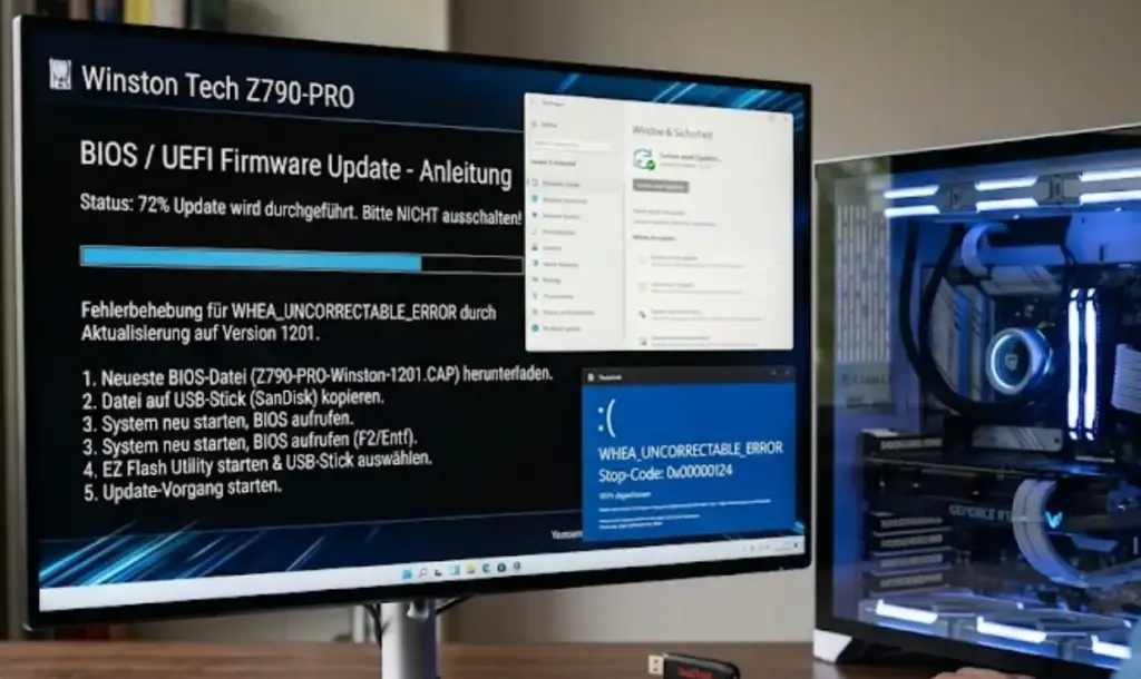 WHEA UNCORRECTABLE ERROR beheben BIOS Update Mainboard Firmware aktualisieren Windows 11