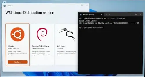 WSL Linux Distribution waehlen Ubuntu Debian Kali wsl install Befehl WSL Linux Distribution wählen Ubuntu Debian Kali wsl install Befehl