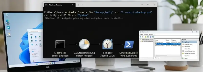 Windows 11 Aufgabenplanung schtasks CMD Befehl automatisierte Aufgaben erstellen Windows 11 Aufgabenplanung schtasks CMD Befehl automatisierte Aufgaben erstellen