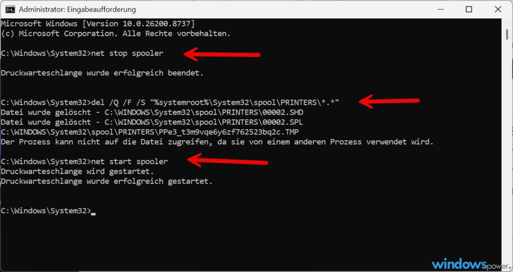Windows 11 Druckerwarteschlange leeren per CMD Eingabeaufforderung als Administrator net stop spooler Befehle Windows 11 Druckerwarteschlange leeren per CMD Eingabeaufforderung als Administrator net stop spooler Befehle