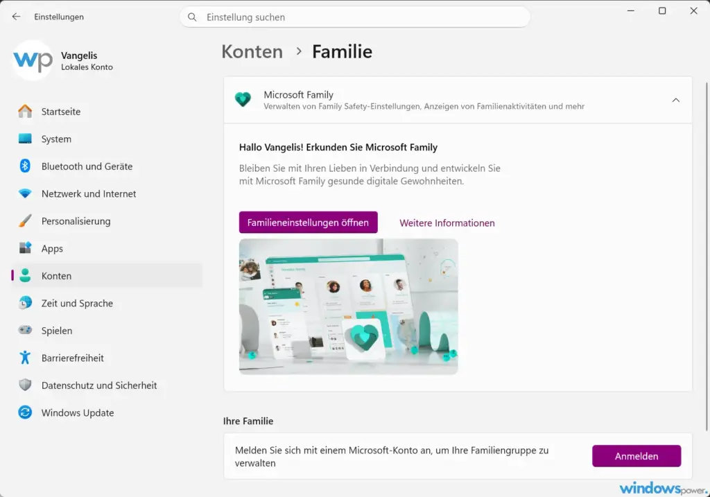 Windows 11 Einstellungen Konten Familie – Kinderkonto fuer die Kindersicherung erstellen Windows 11 Kindersicherung einrichten – Kinderkonto für die Kindersicherung erstellen