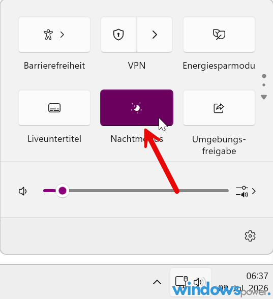 Windows 11 Nachtmodus aktivieren Schnelleinstellungen in der Taskleiste Windows 11 Nachtmodus aktivieren Schnelleinstellungen in der Taskleiste