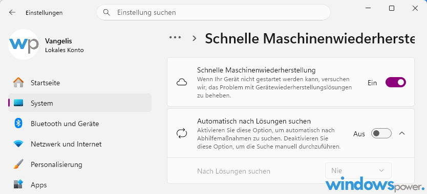 Windows 11 Quick Machine Recovery Schnelle Maschinenwiederherstellung Windows 11 Quick Machine Recovery Schnelle Maschinenwiederherstellung