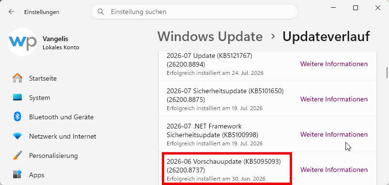 Windows 11 Update installieren Papierkorb Fehler beheben KB5095093 Windows 11 Update installieren Papierkorb Fehler beheben KB5095093