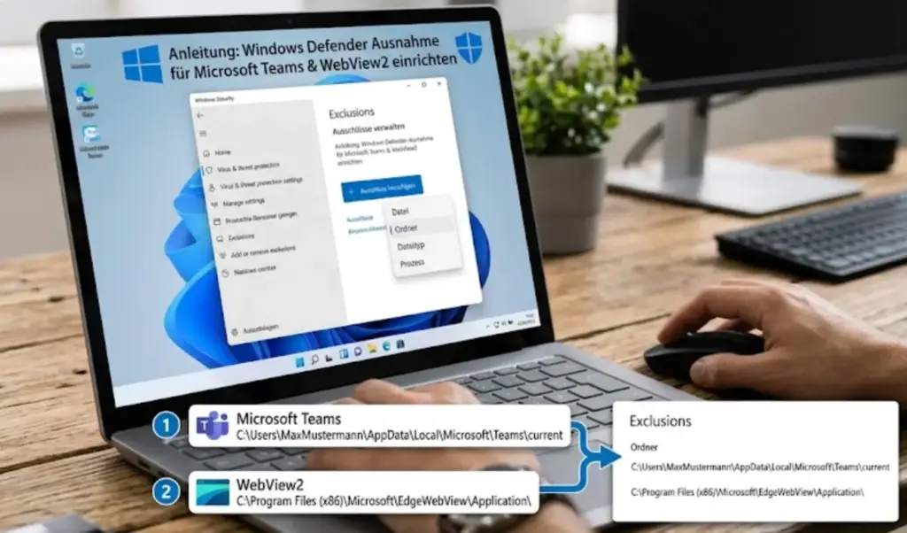 Windows Defender Ausnahme für Microsoft Teams und WebView2 einrichten