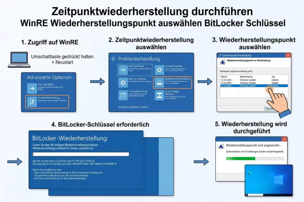 Zeitpunktwiederherstellung durchfuehren WinRE Wiederherstellungspunkt Zeitpunktwiederherstellung durchführen WinRE Wiederherstellungspunkt