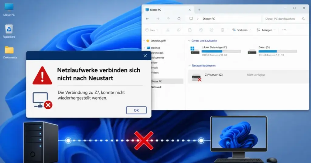 Netzlaufwerke verbinden sich nach dem Neustart nicht mehr – Dauerhafte Lösung Netzlaufwerke verbinden sich nicht nach Neustart