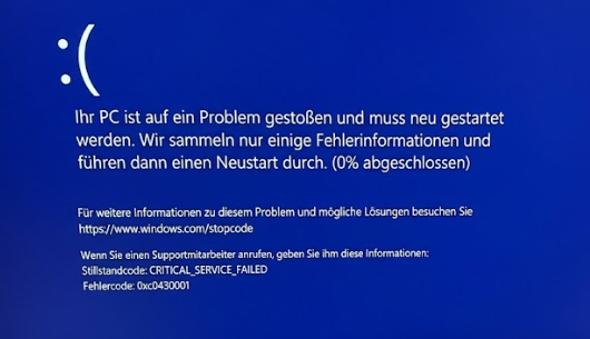Blauer Bildschirm mit Fehlercode 0xc0430001 beim Start von USB Installationsmedien Blauer Bildschirm mit Fehlercode 0xc0430001 beim Start von USB Installationsmedien