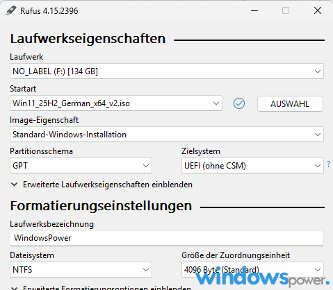 Rufus USB Stick auswaehlen Rufus USB Stick auswählen
