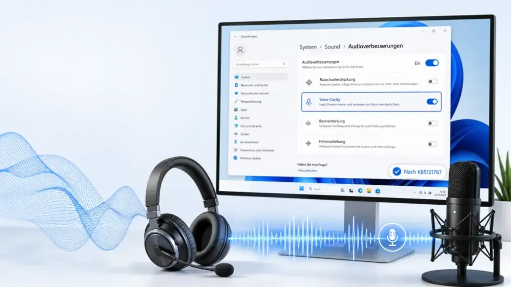 KB5121767 Audio Treiber Konflikt mit Realtek (Voice Clarity) beheben Windows 11 Soundeinstellungen mit Audioverbesserungen und Voice Clarity Option nach KB5121767