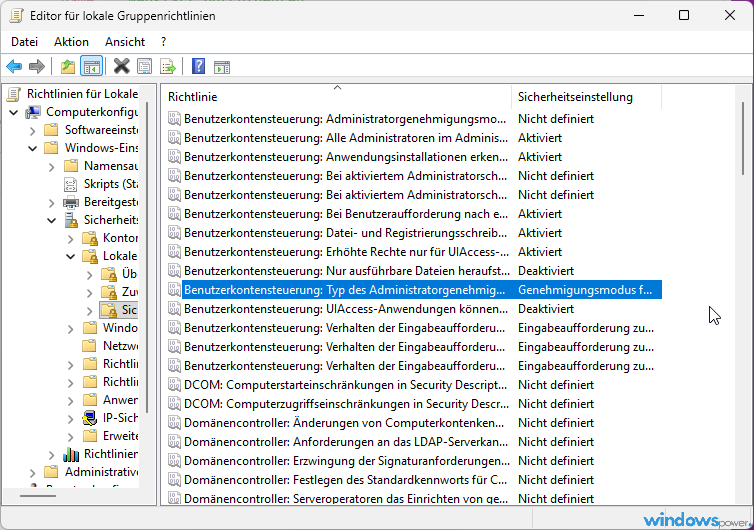 Gruppenrichtlinie zum Typ des Administratorbestaetigungsmodus fuer Windows 11 Administrator Protection aktivieren Gruppenrichtlinie zum Typ des Administratorbestätigungsmodus für Windows 11 Administrator Protection aktivieren