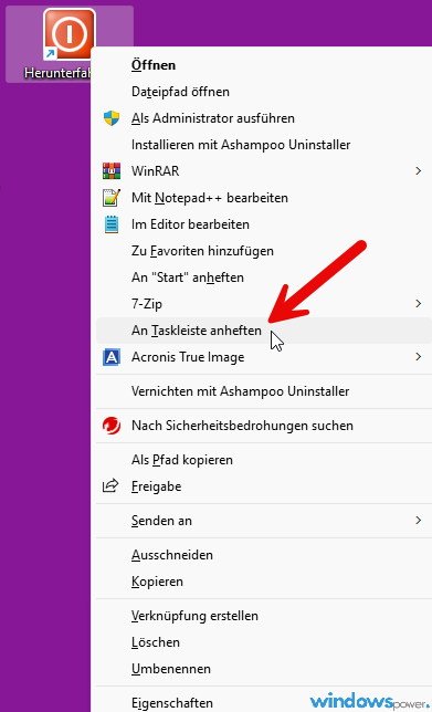 Verknuepfung an der Taskleiste anheften Verknüpfung an der Taskleiste anheften
